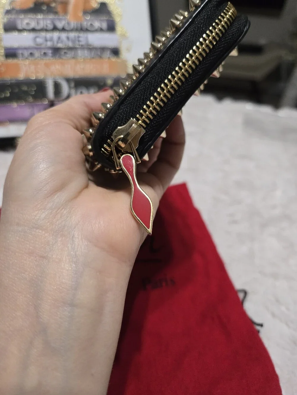 🔥 Christian Louboutin Spike Accents Leather Continental Wallet EUC 🔥